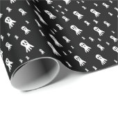 Papier Cadeau Fantômes d'Halloween foncé (Coin rond)