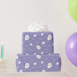 Papier Cadeau Fantômes et nuages Pastel Purple Cadeaux d'Hallowe