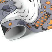 Papier Cadeau Fantômes Monstres mignons Éffrayants et Déplaisant (Coin rond)