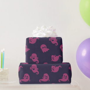 Papier Cadeau Fantômes Rose Foncé Halloween Violet Foncé