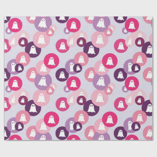 Papier Cadeau Fantômes Rose Violet Cercle Halloween
