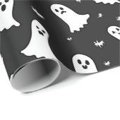 Papier Cadeau Fantômes Simplement Enchantés Noir Et Blanc Hallow (Coin rond)