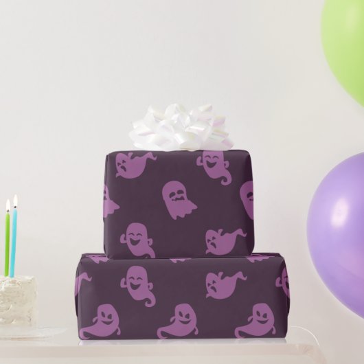 Papier Cadeau Fantômes violets clairs Halloween violet foncé (Cadeaux de fête)