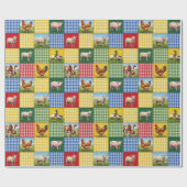 Papier Cadeau Farm Animals and Gingham Patchwork Quilt (Plat)