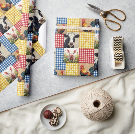 Papier Cadeau Farm Animals Quilt Pattern (Artisanat)