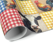 Papier Cadeau Farm Animals Quilt Pattern (Coin rond)