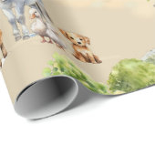 Papier Cadeau Farm Land Seamless Pattern Craft and (Coin rond)