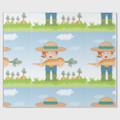 Papier Cadeau Farmer Girl with Giant Carrot Gardening (Plat)