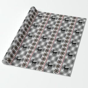 Papier Cadeau Farmhouse Black White Buffalo Plaid Deuil Flake