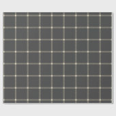 Papier Cadeau Farmhouse campagne dessinée main crème plaid gris  (Plat)