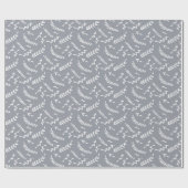 Papier Cadeau Farmhouse Grey White Feuilles d'hiver Noël (Plat)