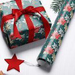 Papier Cadeau Farmhouse Poinsettia Teal Rustic Christmas<br><div class="desc">From the Farmhouse Poinsettia Christmas & Holiday Collection : Farmhouse Poinsettia Teal Rustic Christmas gift wrap paper,  with Beautiful rustic holiday pattern. A classic and chic combined that will wow all your familiy and friends who receive their gift this year!</div>