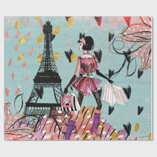 Papier Cadeau Fashion Girl à Paris