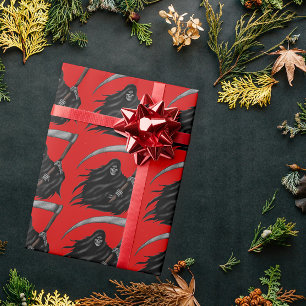 Papier Cadeau Faucheuse Gothique Grim avec Scythe