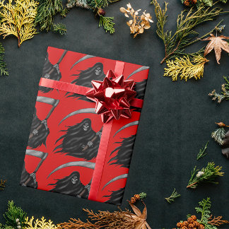 Papier Cadeau Faucheuse Gothique Grim avec Scythe