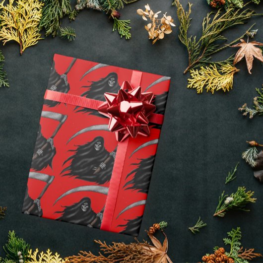 Papier Cadeau Faucheuse Gothique Grim avec Scythe