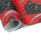 Papier Cadeau Faucheuse Gothique Grim avec Scythe (Coin rond)