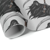 Papier Cadeau Faucheuse Gothique Grim avec Scythe (Gris) (Coin rond)