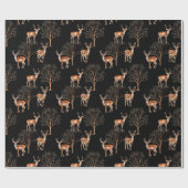 Papier Cadeau Faune Cerf Neutre Chasse Noir (Plat)