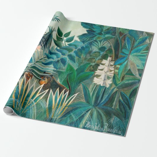 Papier Cadeau Faune dans la peinture tropicale de la jungle (Déroulé)