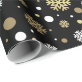 Papier Cadeau Faux Blanches À petits pois De Flèche De Neige Or  (Coin rond)