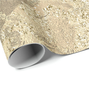 Papier Cadeau Faux Champaigne Gold Marbre Metallic Stroke