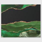 Papier Cadeau Faux Emerald Green Marbled Agate contemporain (Plat)