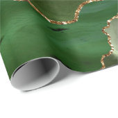 Papier Cadeau Faux Emerald Green Marbled Agate contemporain (Coin rond)