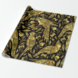 Papier Cadeau Faux feuille d'or motif tropical