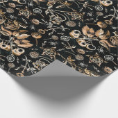 Papier Cadeau Faux Gold Beetles Fleurs Feuilles Fruits cerise (Coin)