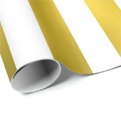 Papier Cadeau Faux Gold Bronze Grandes Verticales Blanches Gravé (Coin rond)