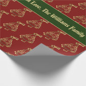 Papier Cadeau Faux Gold Christmas Red Tree Motif Ajouter un text (Coin)