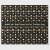 Papier Cadeau Faux Gold Christmas Stars Motif Ajouter un texte n (Plat)