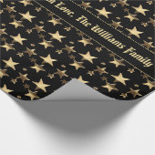 Papier Cadeau Faux Gold Christmas Stars Motif Ajouter un texte n (Coin)