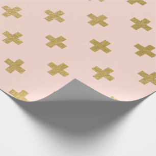 Papier Cadeau Faux Gold Foil Croix suisse Motif