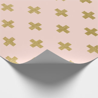 Papier Cadeau Faux Gold Foil Croix suisse Motif