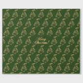 Papier Cadeau Faux Gold Green Christmas Tree Motif Élégant (Plat)