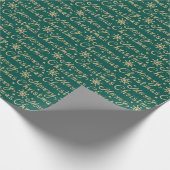 Papier Cadeau Faux Gold Green Joyeux Noël Lettres (Coin)