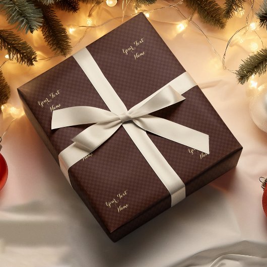 Papier Cadeau Faux Gold Script personnalisé Brown chèque Motif m