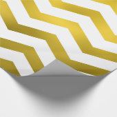 Papier Cadeau Faux Gold White Foil Chevron Zig Zag rayé (Coin)