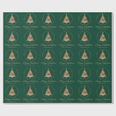 Papier Cadeau Faux Golden Foil Forme Arbre de Noël Vert (Plat)