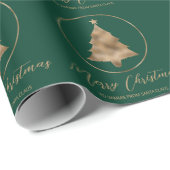 Papier Cadeau Faux Golden Foil Forme Arbre de Noël Vert (Coin rond)
