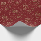 Papier Cadeau Faux Golden Foil Snowflakes Sur Rouge (Pas Vrai Fo (Coin)