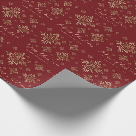 Papier Cadeau Faux Golden Foil Snowflakes Sur Rouge (Pas Vrai Fo (Coin)