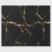 Papier Cadeau Faux Marbre Noir Or (Plat)