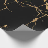 Papier Cadeau Faux Marbre Noir Or (Coin)
