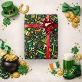 Papier Cadeau Faux Neon St. Patrick’s Day Irish Icon Pattern