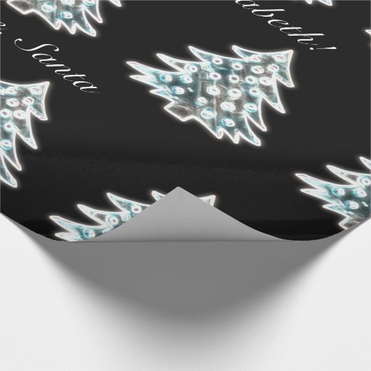 Papier Cadeau Faux noir et blanc brillant Arbre de Noël Motif (Coin)