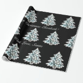 Papier Cadeau Faux noir et blanc brillant Arbre de Noël Motif (Déroulé)