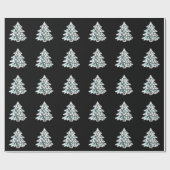 Papier Cadeau Faux noir et blanc brillant Arbre de Noël Motif (Plat)